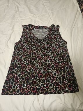 George Black Sleeveless Tank with Pink, White and Gold Ring Print